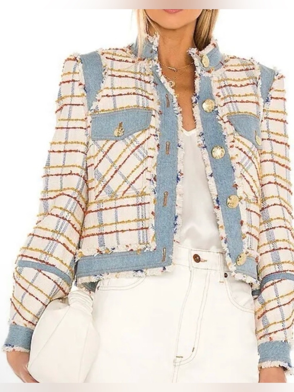 Veronica Beard Nilaja Tweed and Denim Jacket NWOT